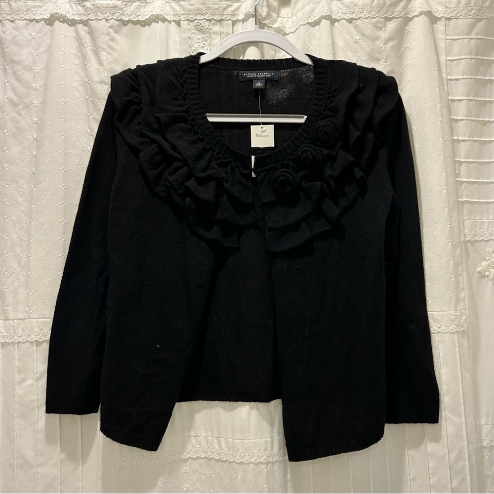 Banana Republic Rose Detail Black Cardigan